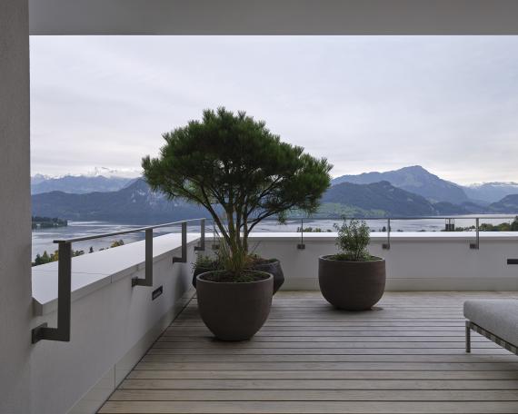 Wohnung Meggen Terrasse mit Aussicht auf Bürgenstock