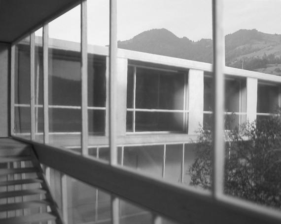 Competition nursing home Wangen SZ view from the staircase to the courtyard in collaboration with DWarch and Vetsch Nipkow landscape architects