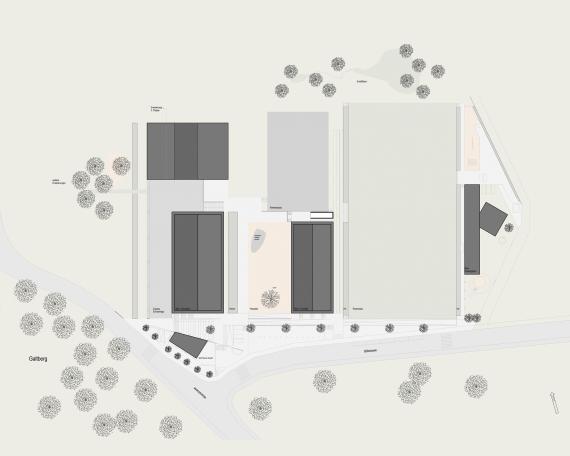 Competition schoolhouse Rooswis in Gossau situation plan in collaboration with DWarch 