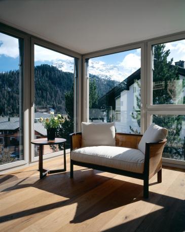 Ferienwohnung Celerina Wintergarten mit Blick in die Berge